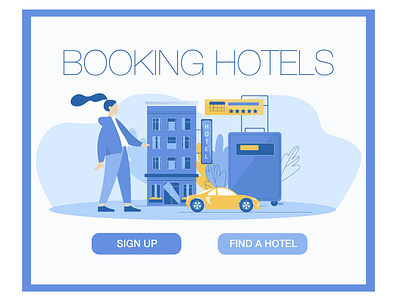 booking hotels design flat flat illustration minimal illustration illustrator minimal vector web website