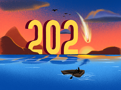 A new era! flat illustration landscape lookingforward mountains newhopes newresolution newyear ocean postpandemic scenery