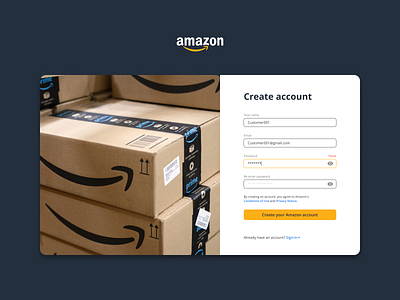 Amazon Sign Up design ui web