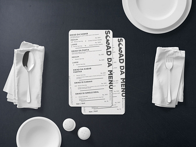 Menu card for restaurant