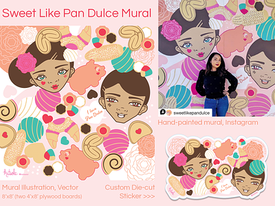 Sweet Like Pan Dulce Market Mural branding custom illustration digital illustration houston houtx illustration katsola kawaii mural vector vector art