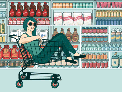 Grocery Store Cruisin' animation branding color design flat food gif grocery illustration loop motion store vector