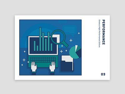 High Performance Card branding corporate design flat illustration laptop print vector