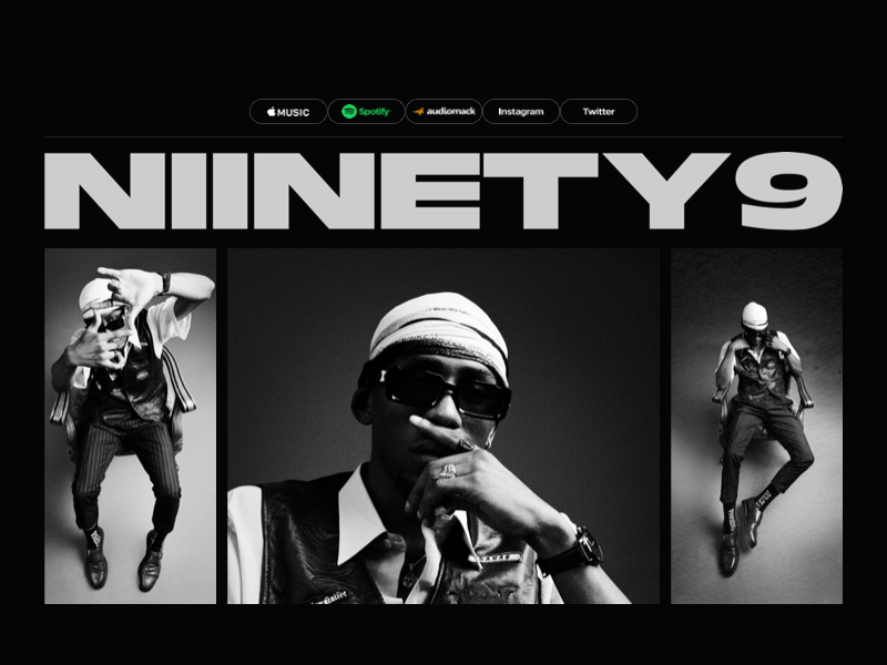 NIINETY9 - Landing page exploration animation artiste dark landing page motion music picture typography