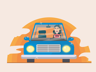 Let's drive! adobe car cartoon cartoon character characterdesign characterillustration design driving flat illustration illustrator vector
