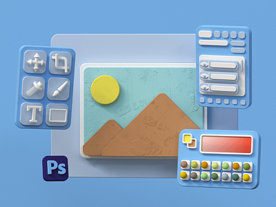 Photoshop 3D Interface 3d adobe cinema 4d octane photoshop render ui user interface ux