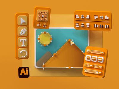 Adobe Illustrator 3D Interface 3d adobe adobe illustrator c4d cinema 4d octane render ui user interface ux