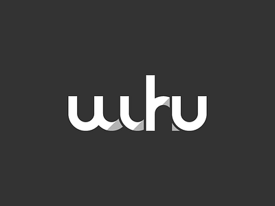 Wuhu logo flat geometric lettring logo minimal typo typography white