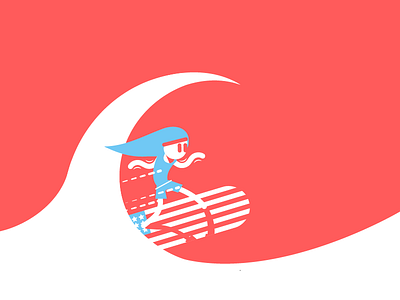 Surfin' USA flat geometric illustration red surf vector