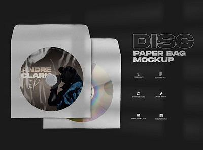 Disc Paper Bag Mockup album artist bag branding cd cover disc dj dvd label mixtape mockup music paper photoshop plastic psd record single template