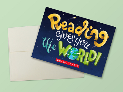 Reading Gives You The World Note Card design digital art illustration print design procreate typography