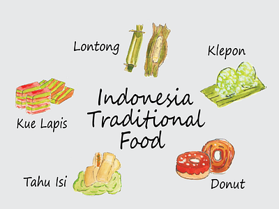 indonesia traditional food adobe illustrator cute flower food food illustration illustration vector watercolor watercolor painting