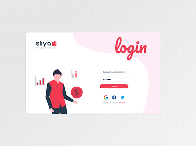 Personal Expense Manager - Eliya (Web) angular app card clean creative design illustration login material design sign in signup social login ui ui ux ux vector web page website design