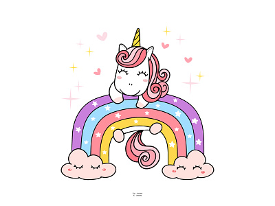 Be magical on your own way. animal baby shower cartoon character design cute animal doodle drawing happy birthday illustration pink unicorn rainbow simple uincorn unicorn vector illustration