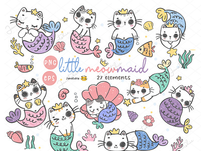 Rainbow Meowmaid cartoon cat catmaid character design cute cat doodle drawing kawaii cat kawaii drawing mermaid cat