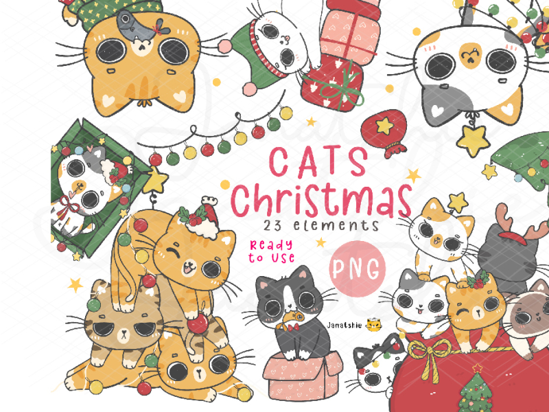 Christmas cat party by Natsicha Wetchasart on Dribbble