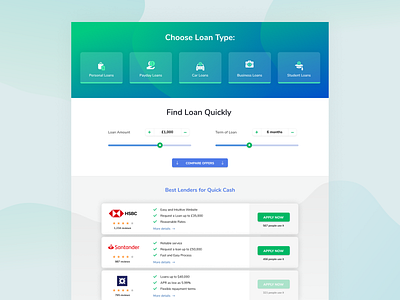 Loans Comparison UI comparison finance lending light ui loan loans ui ui design uidesign uiux ux ux ui uxdesign uxui web design webdesign