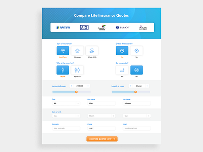 Life Insurance Comparison UI compare comparison design insurance insurance app insurance company landing page life insurance light ui ui ui design ux uxdesign