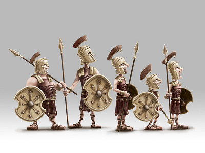 Troyanos cartoon characters illustration soldiers troyans