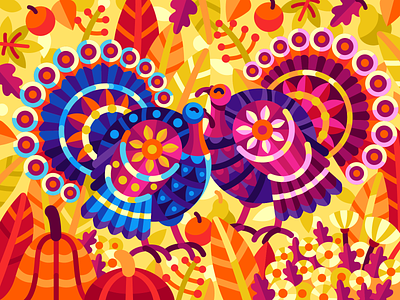 Colorful Turkeys