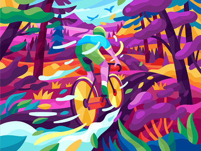 Colorful fast cyclist