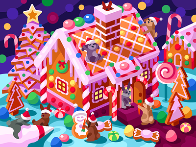 Gingerbread Rabbits' House 2020 candy christmas christmas candy decoration gallery gallerythegame game illustration gingerbread gingerbread house graphic design happy rabbits holidays house illustration new year rabbits vector illustration vector illustrator xmas