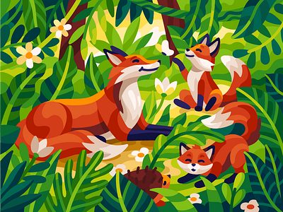 Foxes family