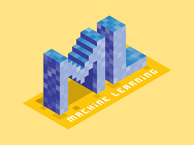 Machine Learning illustration isometric pixel pixel art sticker design stickers vector