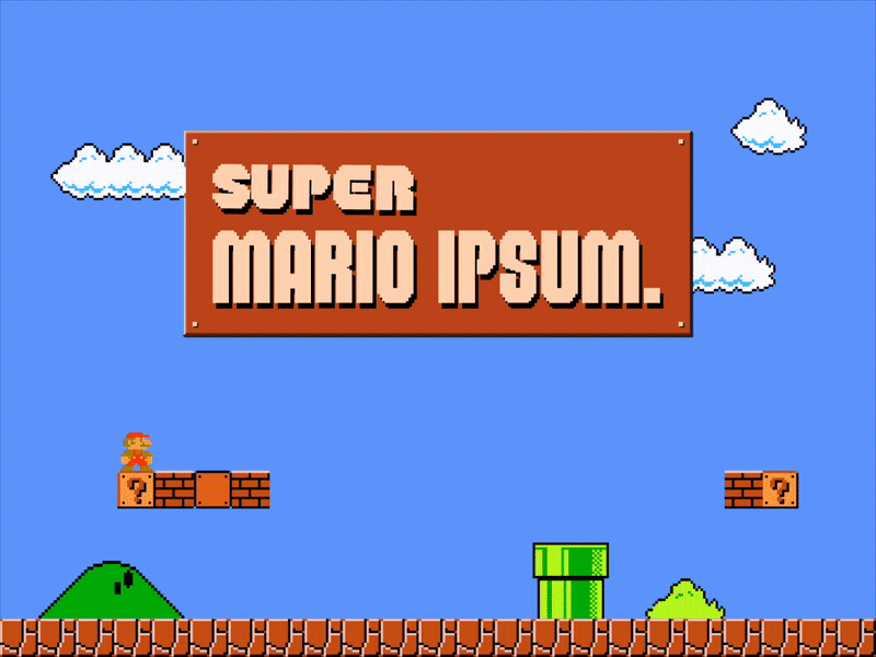 Super Mario Ipsum 8-bit dummy text graphic design lorem ipsum nintendo super mario bros. webdesign