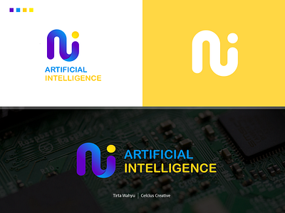 Artificial Intelligence Logo ai logo app artificial intelligence blue brand design brand identity branding design flat icon identity illustration logo logo design orange vector web website yellow