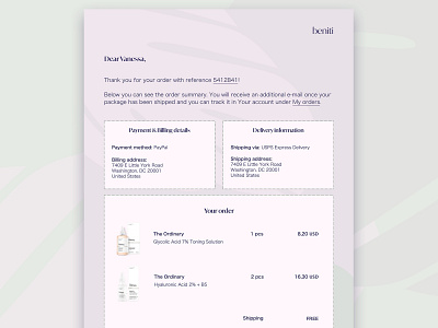 Daily UI 017 - E-mail receipt template daily ui 017 dailyui ecommerce email template ui ui design user interface design