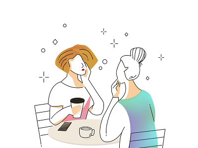 Girls coffee adobe illustrator girl illustration lineart