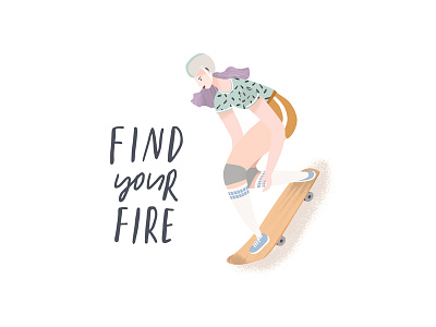 Find your fire character girl illustration skateboard