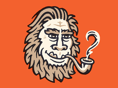 Dapper Bigfoot beard bigfoot character face hair hairy illustration line man pipe sasquatch