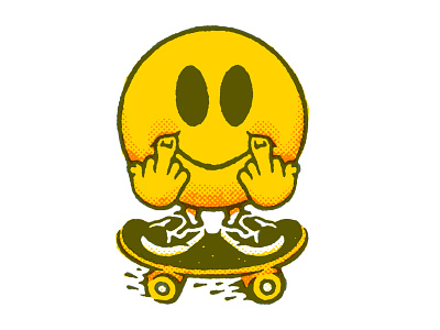 Flippy bird character face finger illustration middle skateboard skateboarding smile smiley