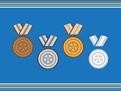 Bike Challenge Medals badge circular icon medal ribbon simple victory