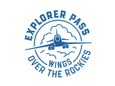 Wings Over Rockies Stamp air and space aircraft airplane american aviation badge bomber circular city flight icon jet military museum round seal stamp usa