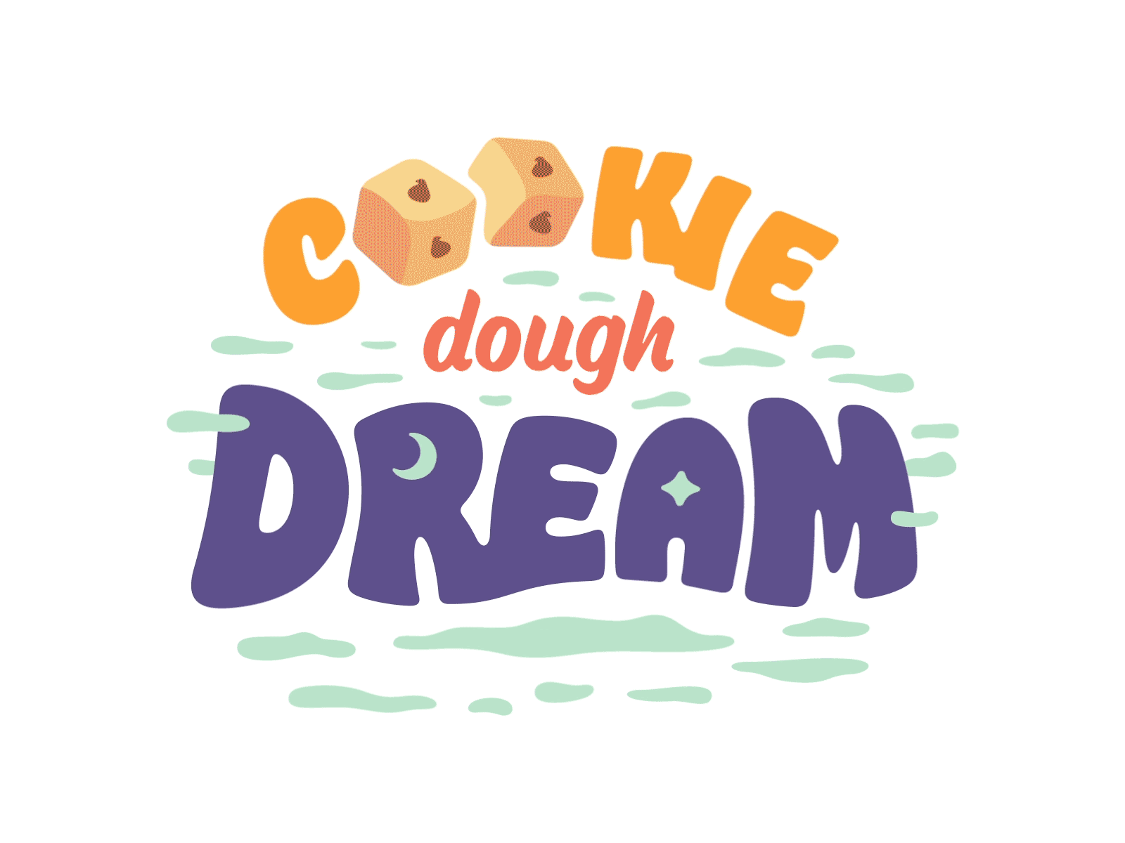 Cookie Dough Dream animated animation composition custom dessert flavor ice cream lettering lockup packaging sweet type typography vector