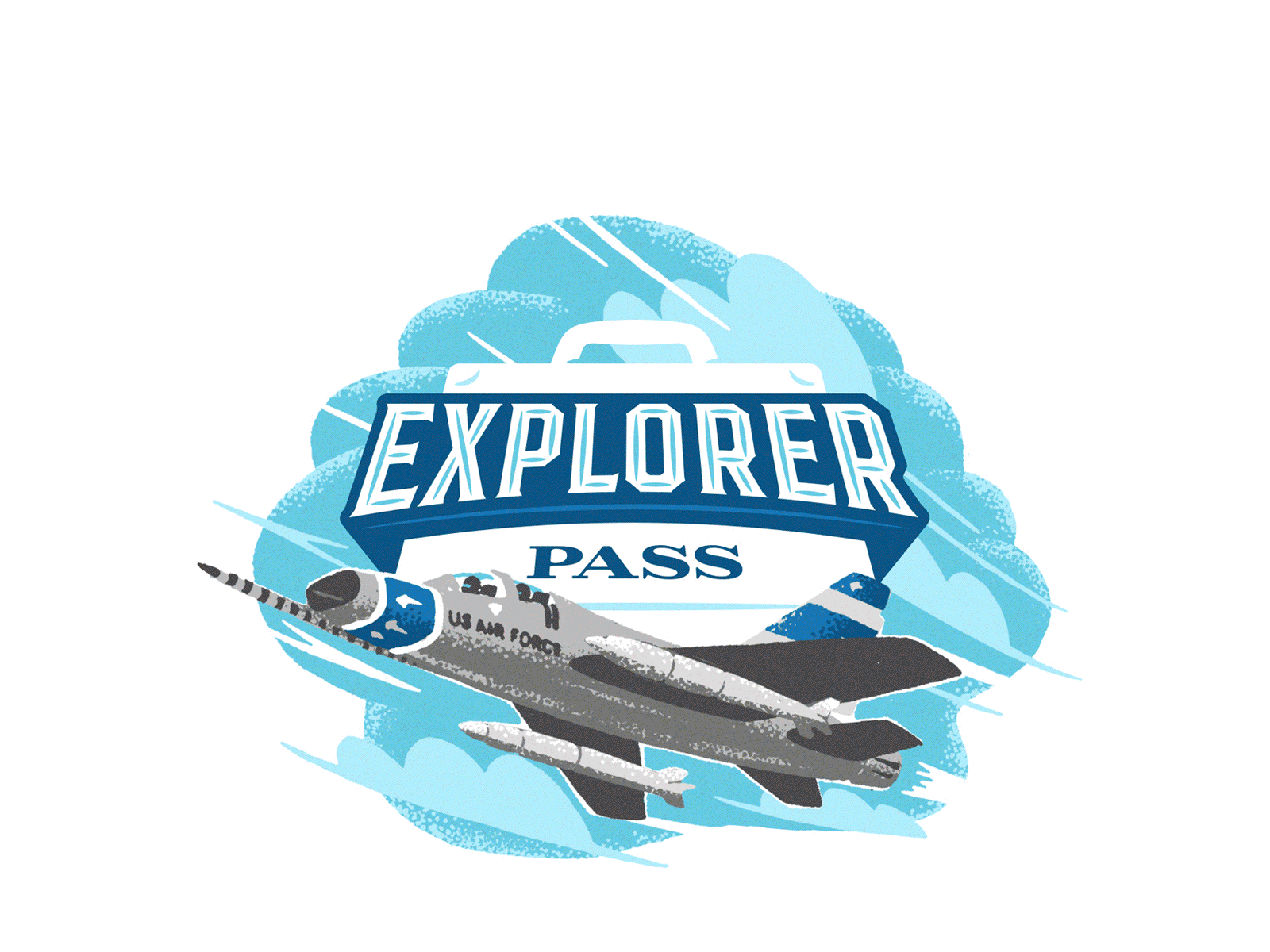 Explorer Pass Secondary Logos adventure animation brand explore fluid liquid logo modular museum science travel