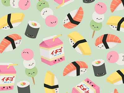 Kawaii Food character design food food illustration illustration japan kawaii procreate visual development