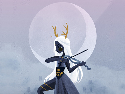 Artemis artmies characterdesign illustration luna moon night violin visual development