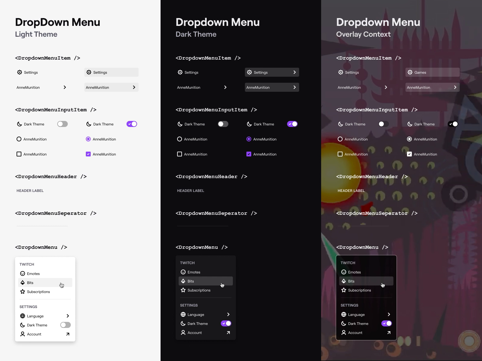 Twitch Dropdown Menu Pattern By John Ellenich For Twitch On Dribbble