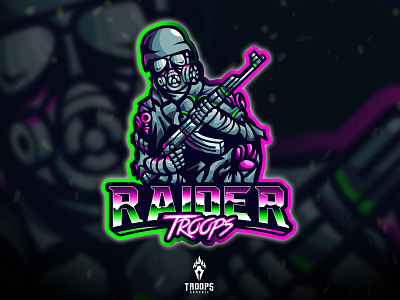 "RAIDER TROOPS" brand design brand identity brandidentity branding branding design cartoon character character design clean design design logo esport esport logo esports esports logo graphic design illustration logo logo design military