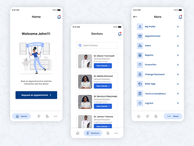 TeleHealth android app design appointment booking flutter flutter app development health ios iphone medical mobile app mobile app design mobile app development mobile design online doctor patient tele health uidesign video conferencing web app