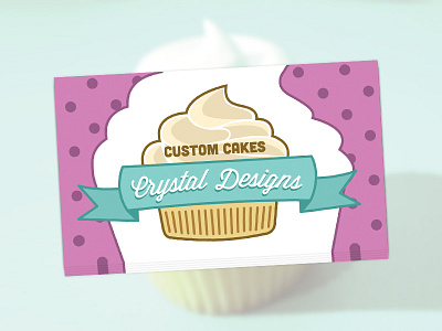 Custom Cakes by Crystal Designs Business Cards bakery blue cakes cubano cupcake custom pink ribbon script wisdom