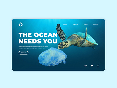 Plastic fish UI Landing page design digital identity illustrator typography ui ux