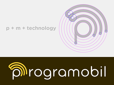 Programobil Logo brand fun identity letter logo m mobile p process shape technology type