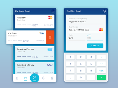 Wallet: Save/Delete Cards android card credit edit finance india mobile money pay payment save wallet