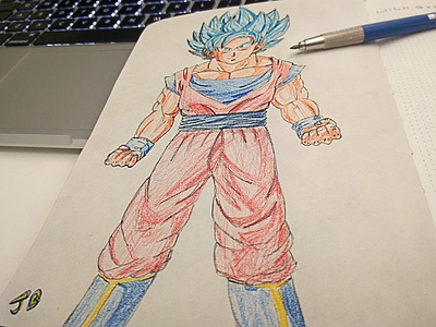 Goku Blue art ball color pencils crayons dragon goku illustration manga pencil sketch sketch