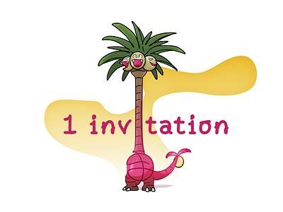 ナッシー 椰蛋树 Exeggutor design font illustration invitation invitation card invite invite design pokemon sketch typography